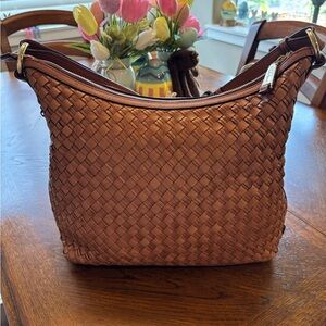 Cole Haan Brown Woven Leather Hobo Bag